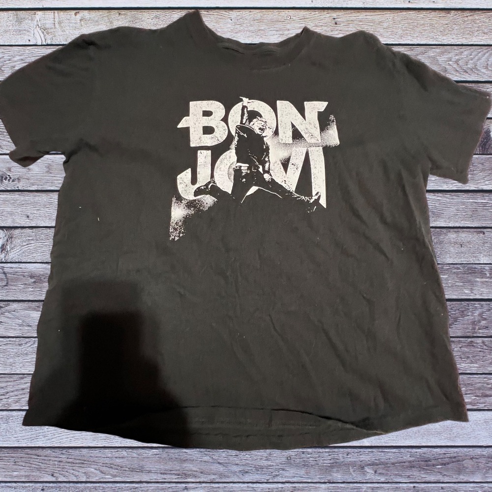 Bon Jovi XL Graphic T-Shirt Men Black Excellent Rock‎ Band Concert Tee
